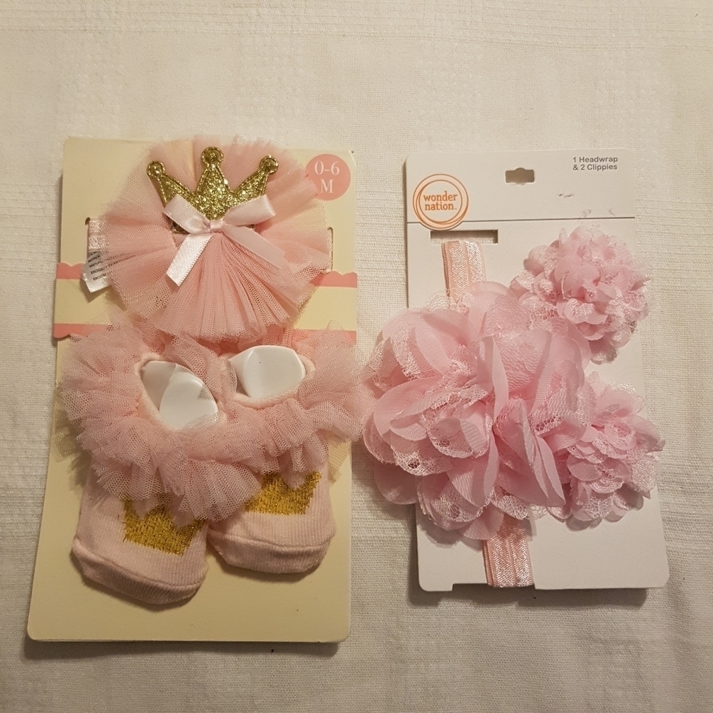 Wonder Nation 2 sets of little girls hair accessories